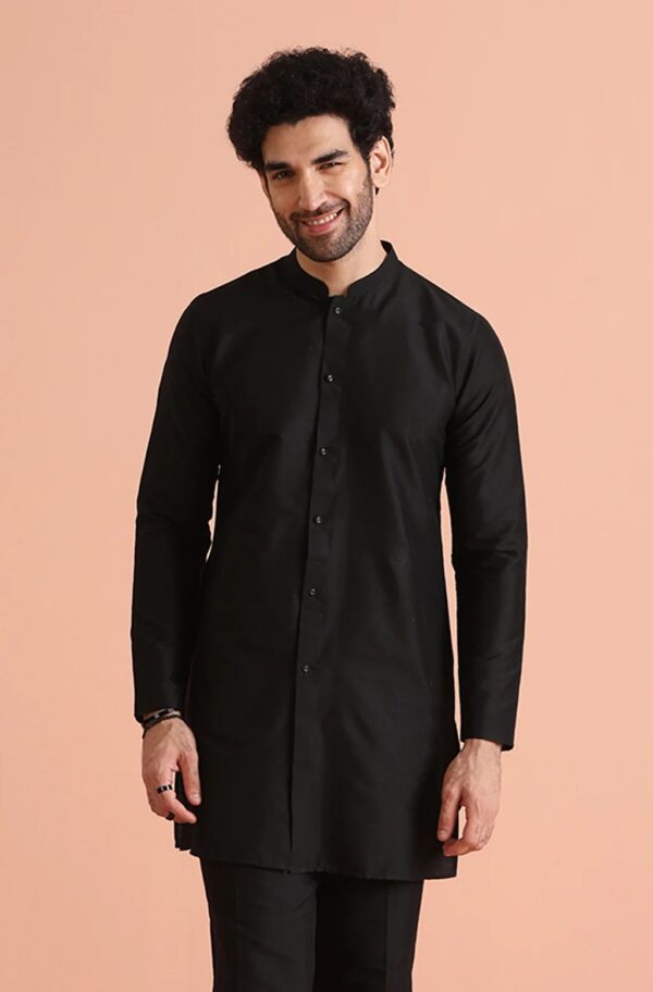 Kisah Black Blended Regular Fit Print Kurta Size 44