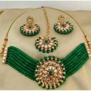 Private Label Women Green Colour Jewellery Set
