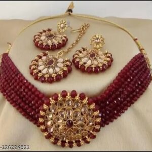 Private Label Women Maroon Colour Jewellery Set