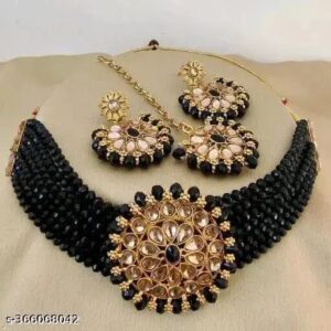 Private Label Women Black Colour Jewellery Set