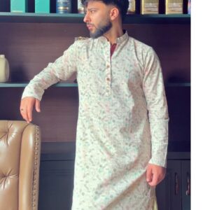 Kisah Men Off White Printed Kurta 40