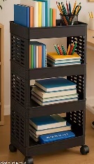 Private Label book Shelf Kids Books Racks for Home Plastic Black