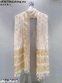 Private Label BANARASI SILK RASAL DUPATTA White And Golden Colour
