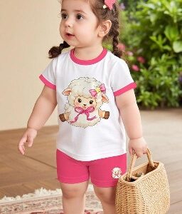 Private Label Girls Top And Bottom Sets Pink And White Colour 18 Size