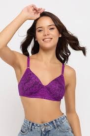 Clovia Womens Cotton Padded Bra in Purple 85cm