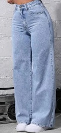 FMW Womens Wide Leg High Rise Jeans Blue Colour Free Size
