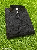 Private Label CHIKAN WORK KURTA AND PAYJAMA FOR BOYS Black And White Colour 24 Size