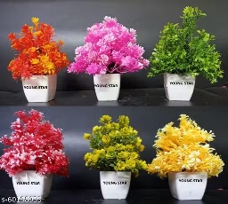 Private Label 8 ARTIFICIAL FLOWER PLANT WITH POT FOR HOME Multicolour