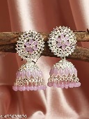 Private Label Artificial Stone And Beads Pink Jhumka
