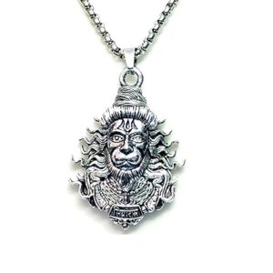 Private Label Shree Bajrang bali Pawan Putra Hanuman Ji Metal Pendant Locket Silver Colour
