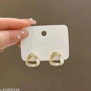 Private Label Korean Geometric Triangle Earrings For Girls White