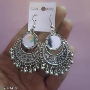 Private Label Traditional Oxidized Silver Plated Square Mirror Dangle Earrings For Girls And Women