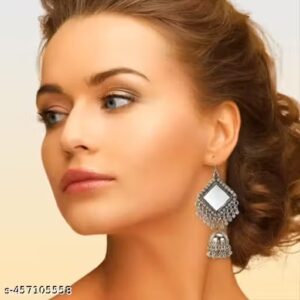 Private Label Traditional Oxidized Silver Plated Square Mirror Dangle Earrings For Girls And Women