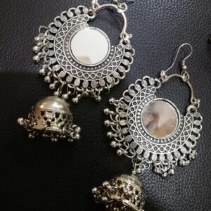 Private Label Traditional Oxidized Silver Plated Square Mirror Dangle Earrings For Girls And Women
