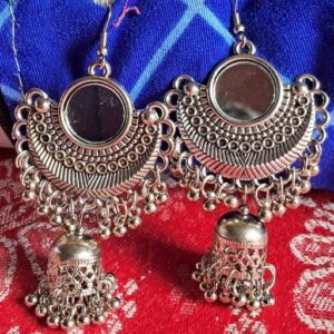 Private Label Traditional Oxidized Silver Plated Square Mirror Dangle Earrings For Girls And Women