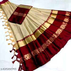 Private Label Women Grey And Marron Colour Saree