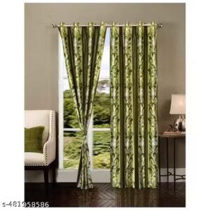 Private Label Newlook Polyester Door Curtains Green Colour 4X7