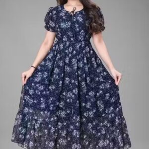 Private Label Trendy Elegant Blue Maxi Dress for Woman Free Size Blue Colour