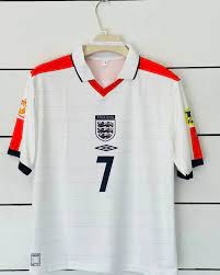 Private Label England home beckham jersey 2004 full coller L Size White