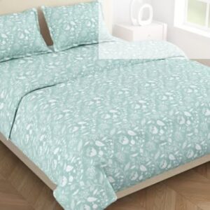 Haus Kinder Blue Cotton 186 TC King Size Flat Bedsheet at Best