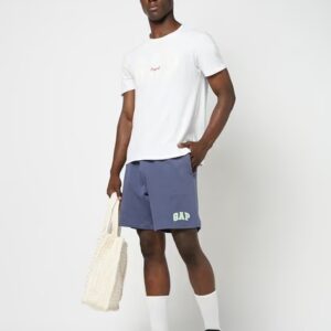 GAP Men Heritage Logo Print Relaxed Fit Knit Shorts Size L blue