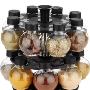 Private Lable Rack Masala Rack Multipurpose Plastic Spice Rack 16 in 1 Masala Rack Clear