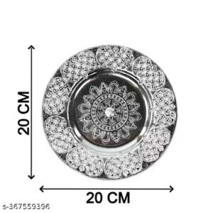 Private Label Silver Plated Swastik Pooja Thali