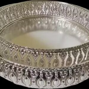 Private Label Silver Plated Swastik Pooja Thali