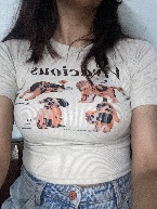 Private Label Womens Crop Top Cat And Slogan Graphic Crop Tee Cream Colour XS Size
