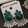 Private Label Trending Earrings For Women Green Colour