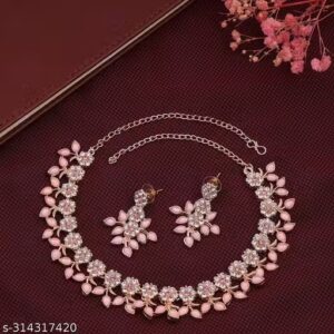 Private Label Pink colour necklace chokar set For women