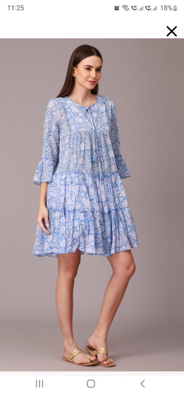 MADAME Women Fit and Flare Blue Dress Mid Thigh Length Dress XL Size