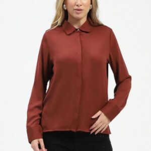 Madame Rust Button Up Shirt with Classic Collar BROWN L