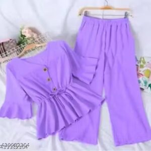 Private Label Cute Classy Solid Jumpsuit For Girls Purple Colour 30 Size