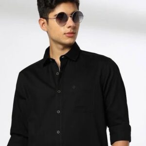 NETPLAY Men Slim Fit Shirt For Men Black Colour XXL Size