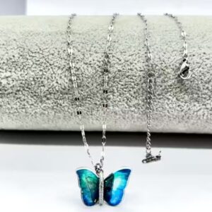 Private Label Multicolour Purple Stainless Steel Crystal Butterfly Pendant for Girls