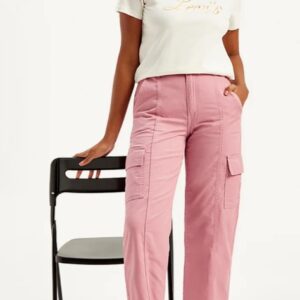 levi Womens Mid Rise Pink Tapered Cargo Trousers 32