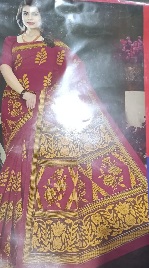 Private Label Womens Regular Use Printed Cotton Saree Pink And Yellow Colour