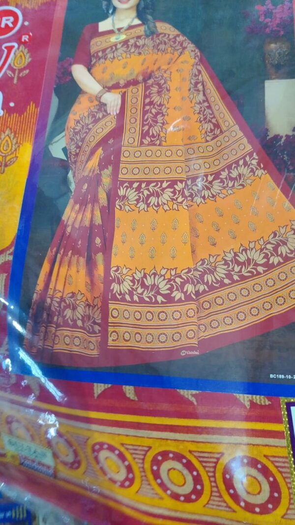 Private Label Womens Regular Use Printed Cotton Saree Multicolour
