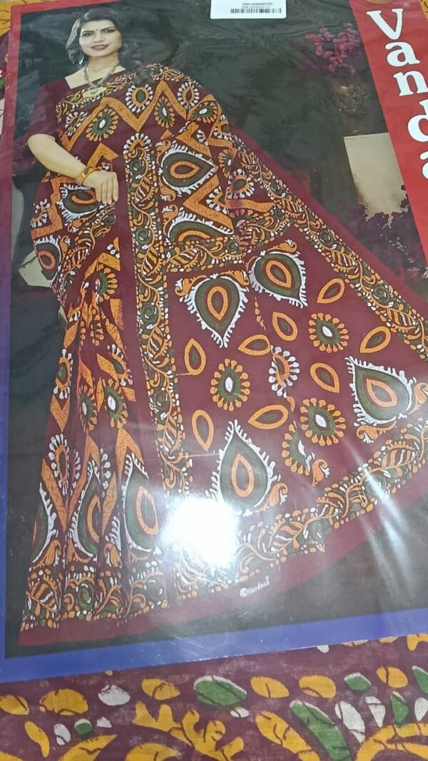 Private Label Womens Regular Use Printed Cotton Saree Multicolour