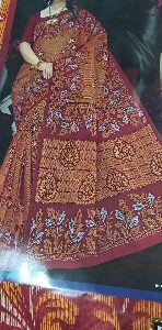 Private Label Womens Regular Use Printed Cotton Saree Multicolour