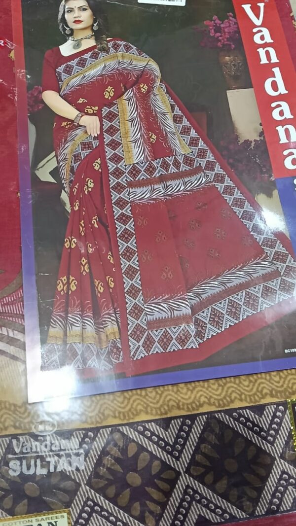 Private Label Womens Regular Use Printed Cotton Saree Multi Colour
