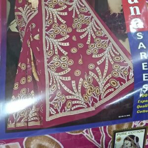 Private Label Womens Regular Use Printed Cotton Saree Pink