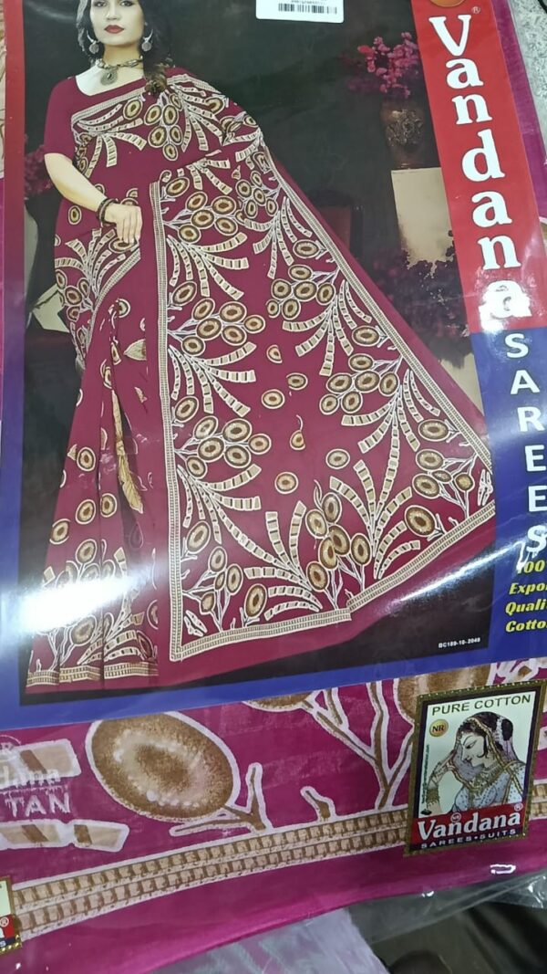 Private Label Womens Regular Use Printed Cotton Saree Pink