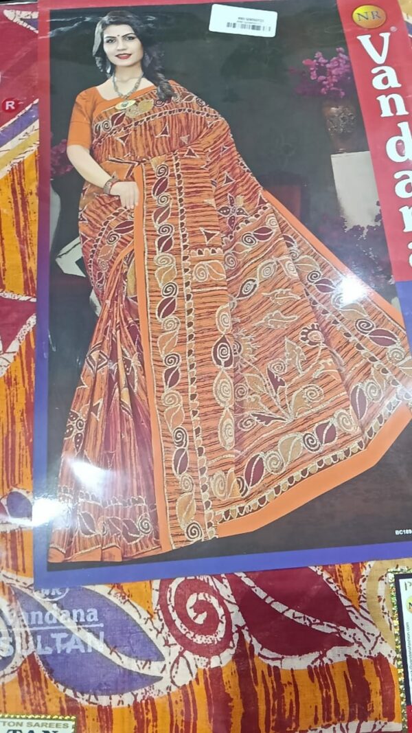 Private Label Womens Regular Use Printed Cotton Saree Multi Colour