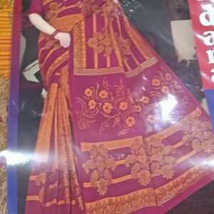 Private Label Womens Regular Use Printed Cotton Saree Multi Colour