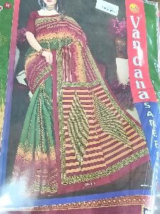 Private Label Womens Regular Use Printed Cotton Saree Multicolour