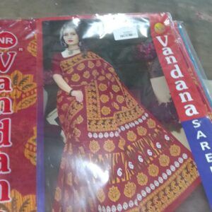 Private Label Womens Regular Use Printed Cotton Saree Maroon And Beige Colour