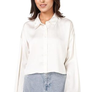 People by Pantaloons Womens Solid Regular Fit Shirt White S size