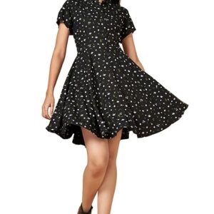 People by Pantaloons Womens Rayon Liva Classic Above The Knee Dress Black Colour Xs Size